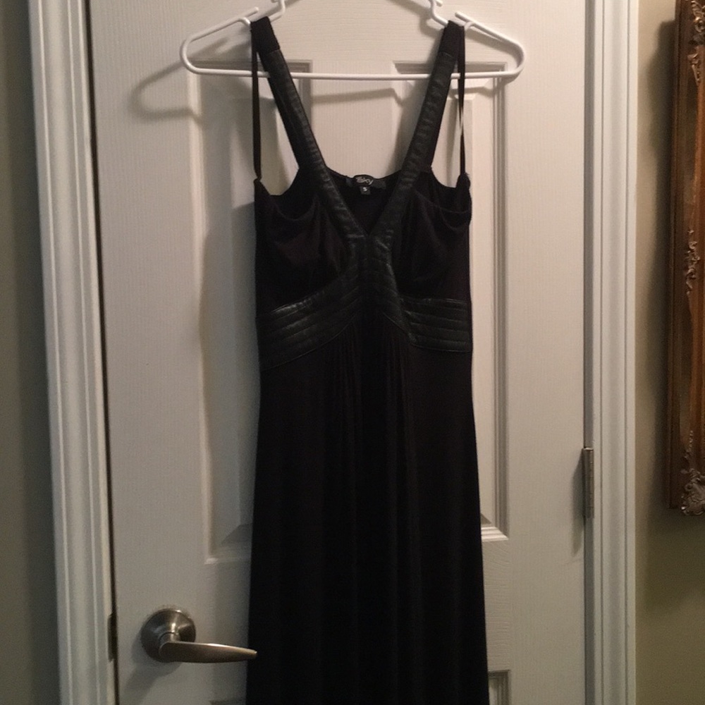 Sky Black dress with leather accents
